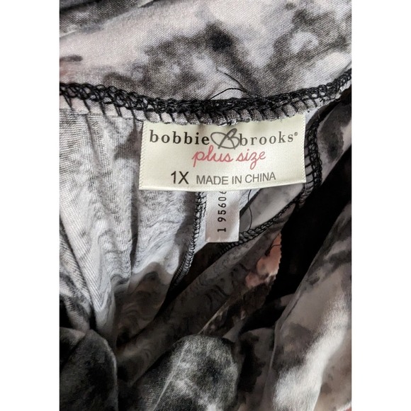 Bobbie Brooks Size 1X Tie Dye Black White Yoga Pants Soft Pull On High Waist - Picture 3 of 4